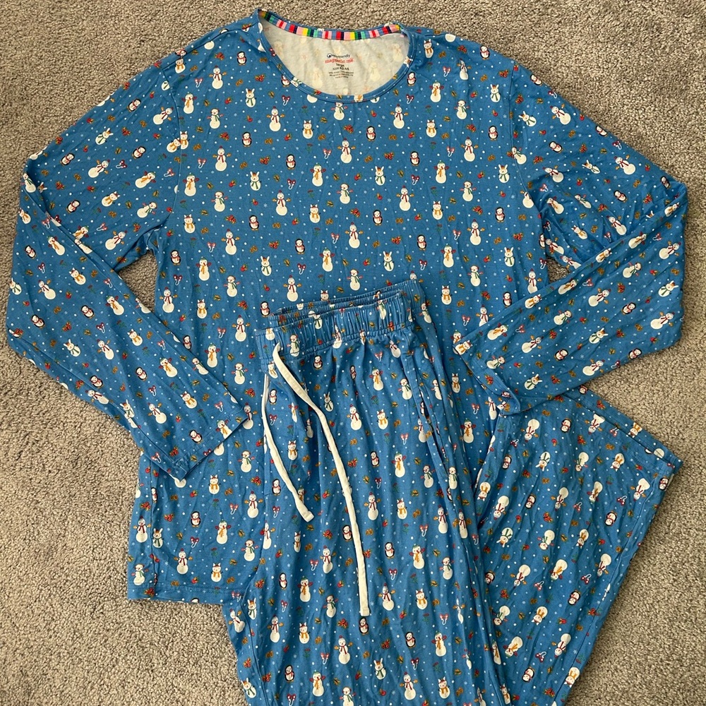 Magnetic Me Adult L Blue Snowman Pajama Set